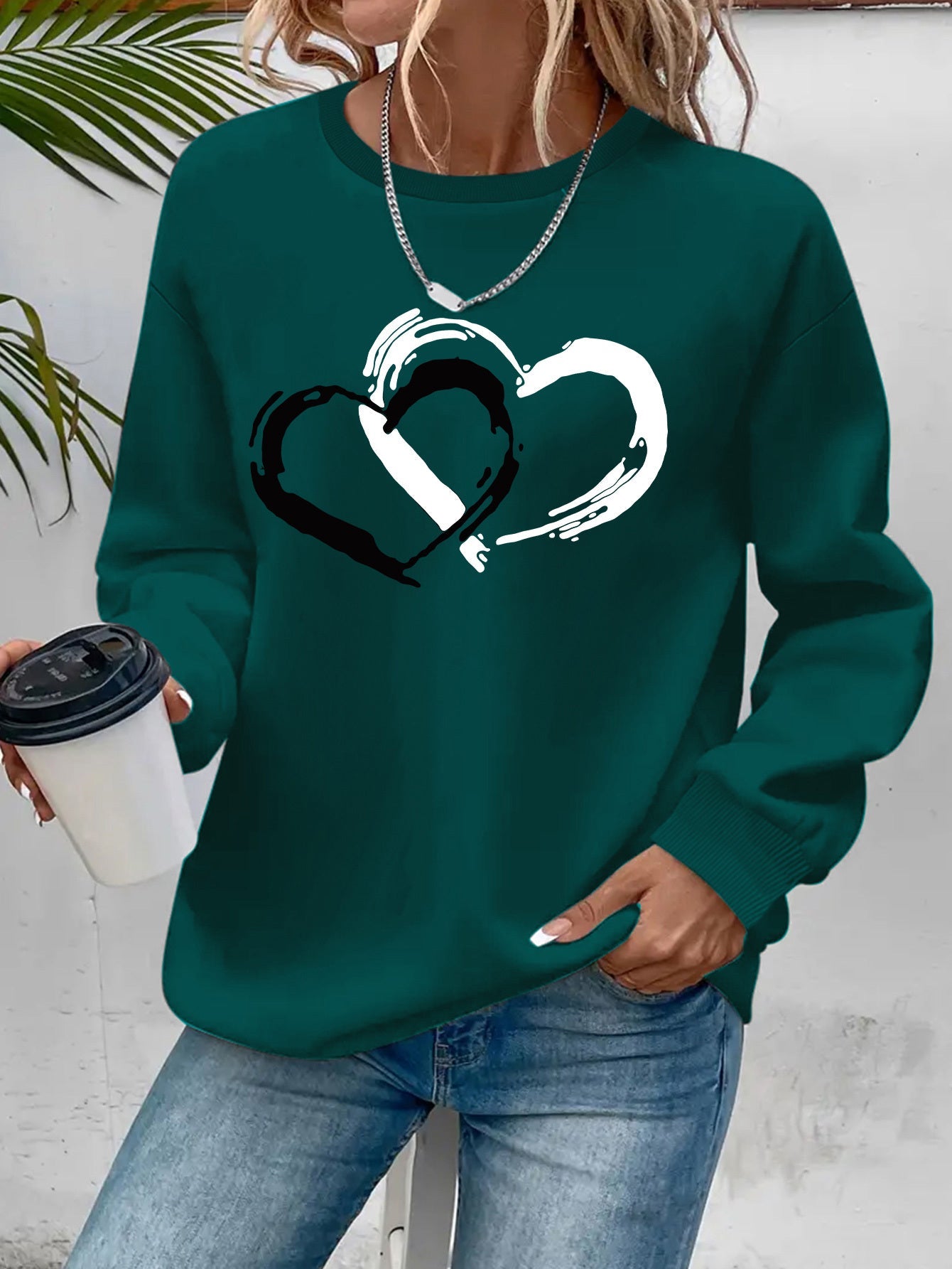 Romantyczny styl Elegancki sweter z sercem dla kobiet