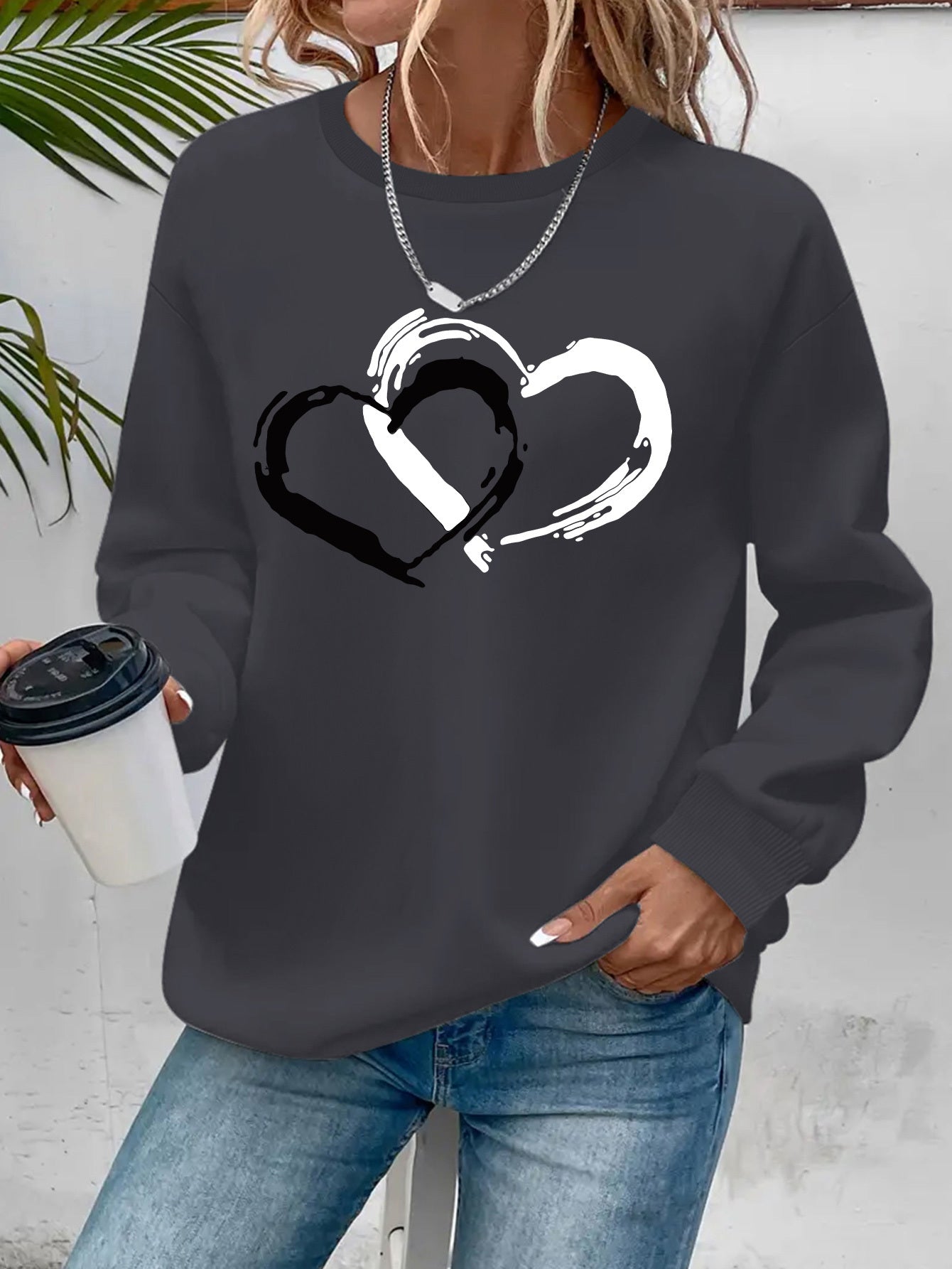 Romantyczny styl Elegancki sweter z sercem dla kobiet