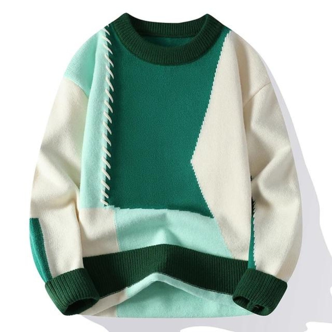 Przytulny sweter patchworkowy premium