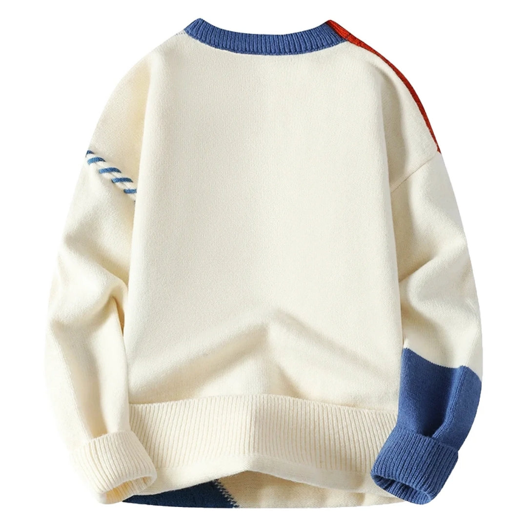 Przytulny sweter patchworkowy premium
