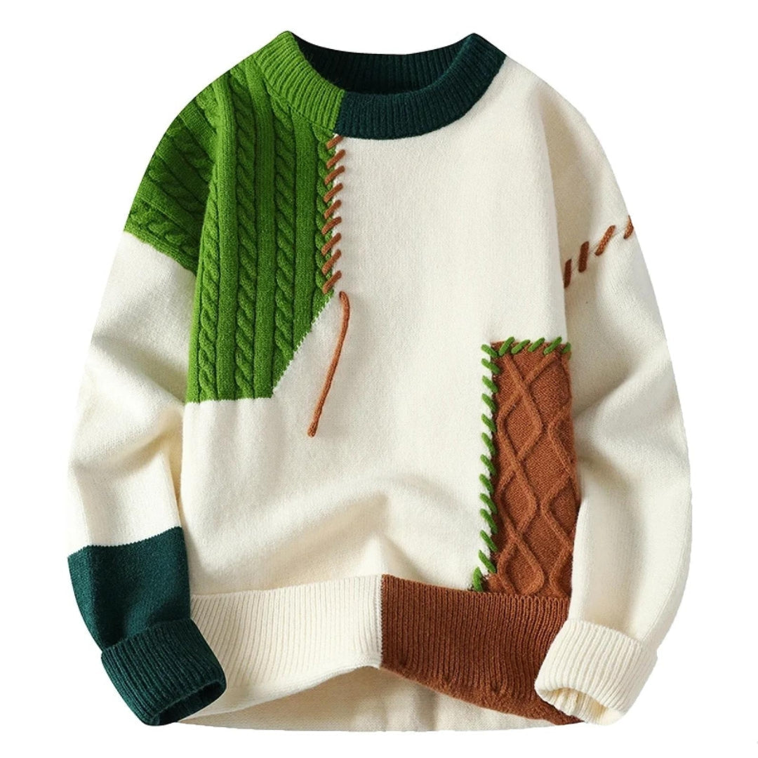 Przytulny sweter patchworkowy premium
