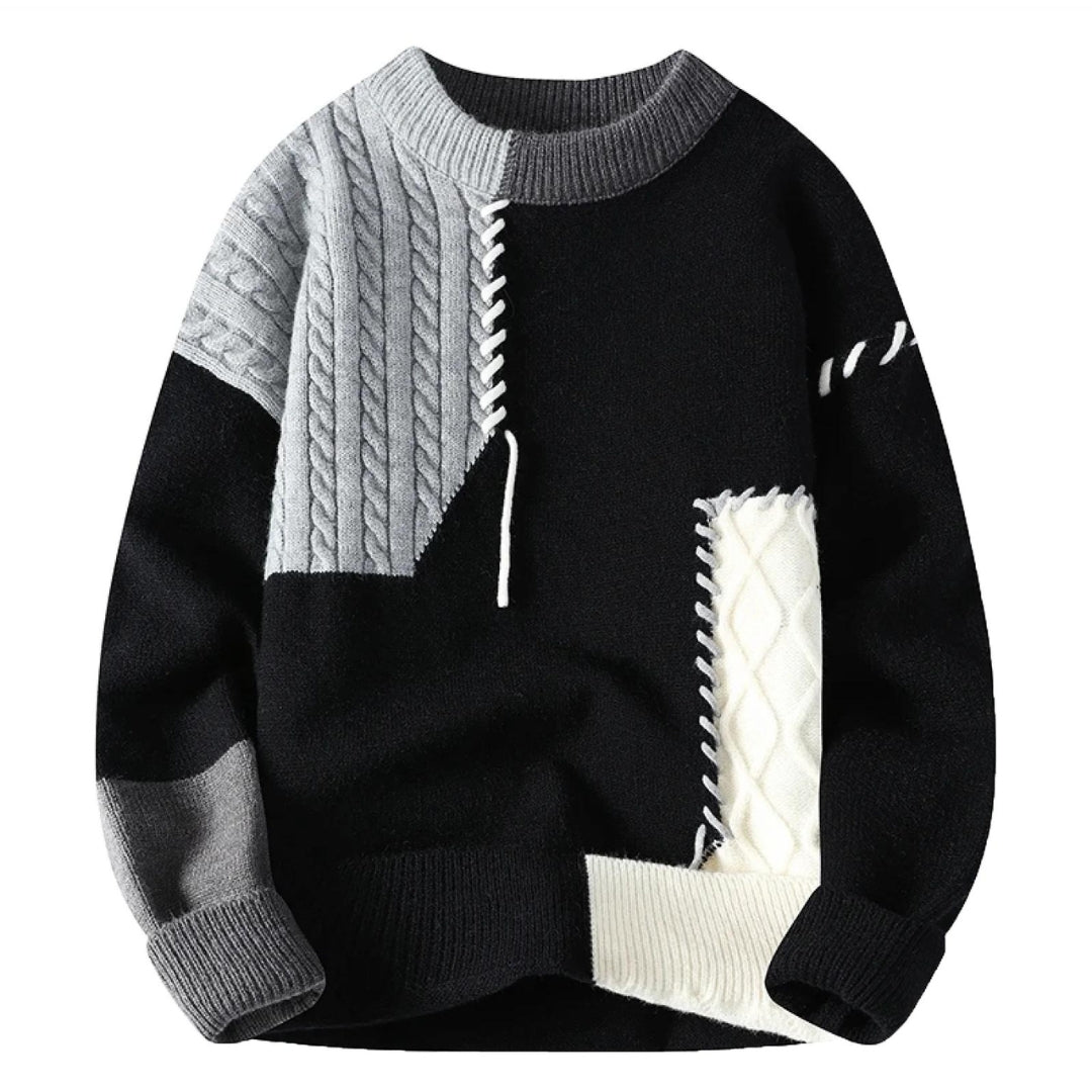 Przytulny sweter patchworkowy premium