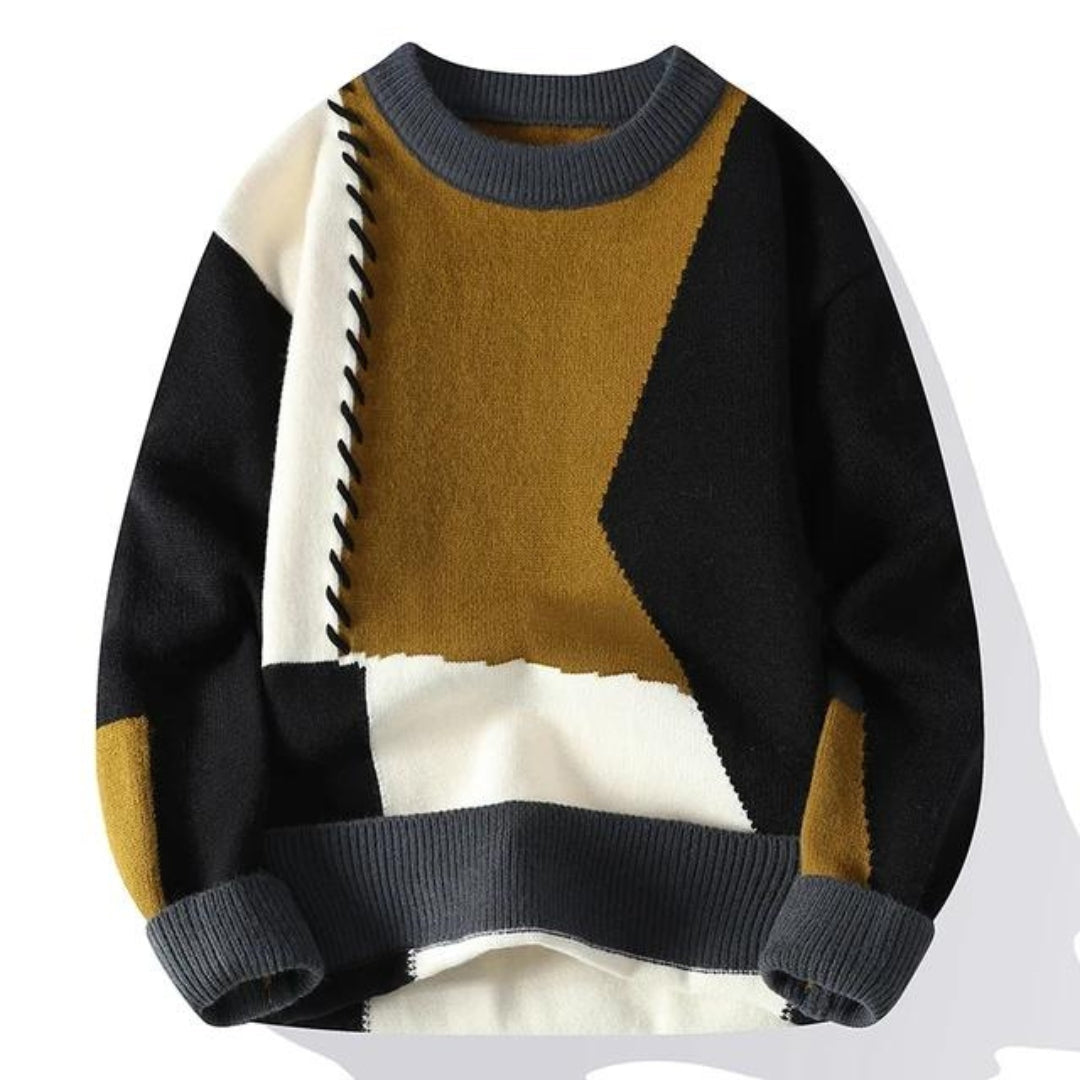 Przytulny sweter patchworkowy premium