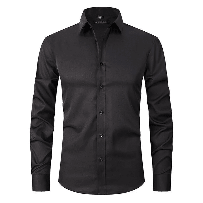 Black dress shirt on a white background