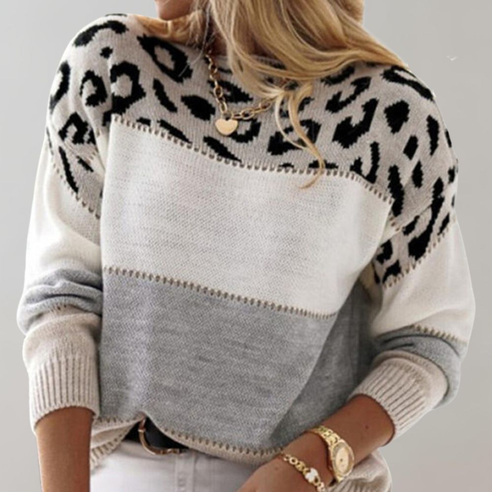 Sweter premium z nadrukiem w panterkę dla kobiet
