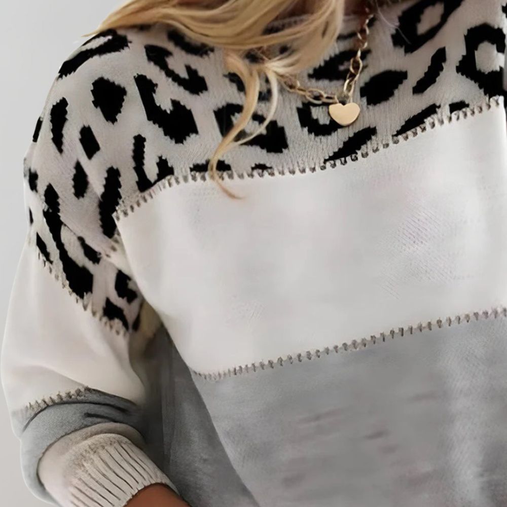 Sweter premium z nadrukiem w panterkę dla kobiet