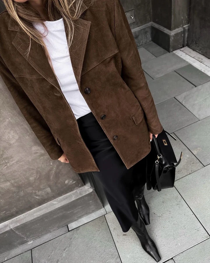 Kurtka zamszowa w stylu retro premium