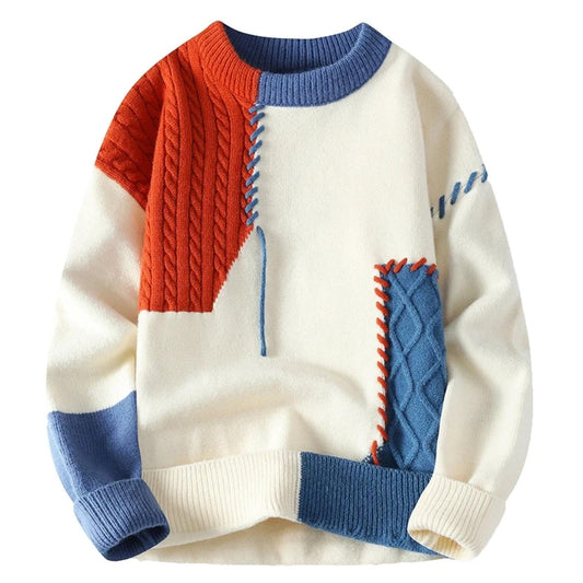 Przytulny sweter patchworkowy premium