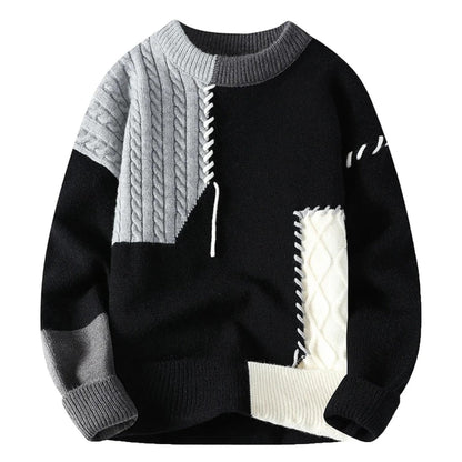 Przytulny sweter patchworkowy premium