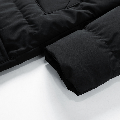 Gruba Długa Kurtka Puchowa z Kapturem i Kieszeniami (Męska)